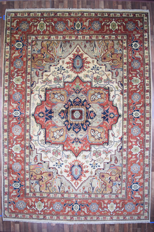Indian Rug Hand Knotted Oriental Rug Very Fine Serapi 9'10x13'11