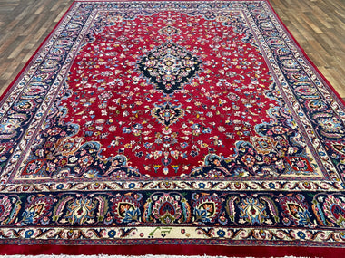 Persian Rug Hand Knotted Oriental Rug Very Fine Old Persian Kashan 12'4x9'6