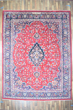 Persian Rug Hand Knotted Oriental Rug Very Fine Old Persian Kashan 12'4x9'6