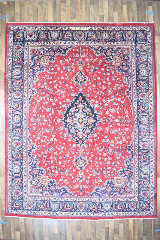Persian Rug Hand Knotted Oriental Rug Very Fine Old Persian Kashan 12'4x9'6