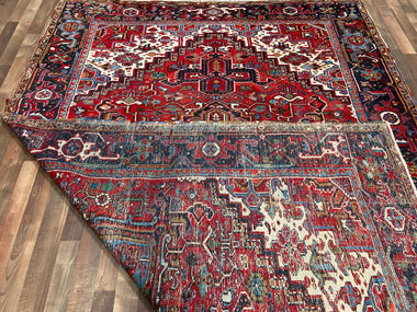Persian Rug Hand Knotted Oriental Rug Very Fine Persian Heriz 7'8x11