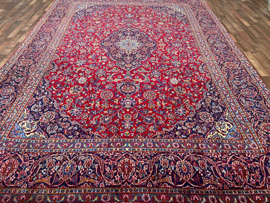Persian Rug Hand Knotted Oriental Rug Very Fine Persian Kashan 12'1x9'0