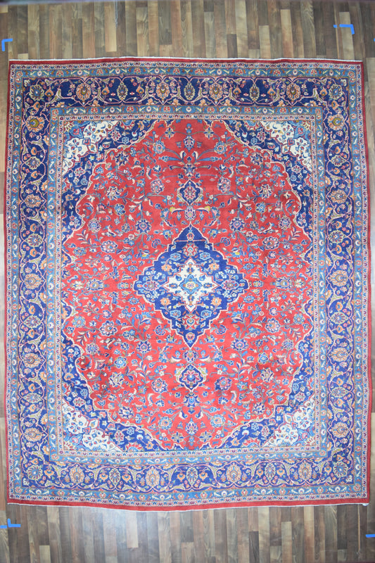 Persian Rug Hand Knotted Oriental Rug Very Fine Persian Kashan 12'1x9'9