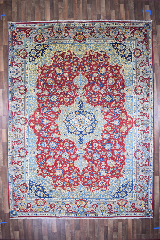 Persian Rug Hand Knotted Oriental Rug Very Fine Persian Kashan 12'4x9'1