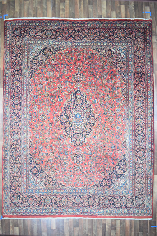 Persian Rug Hand Knotted Oriental Rug Very Fine Persian Kashan 12'5x9'8