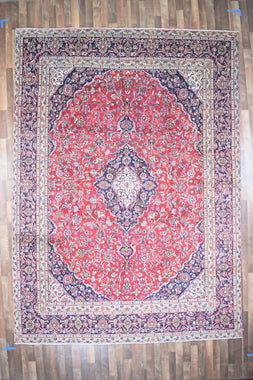 Persian Rug Hand Knotted Oriental Rug Very Fine Persian Kashan 12'6x9'0