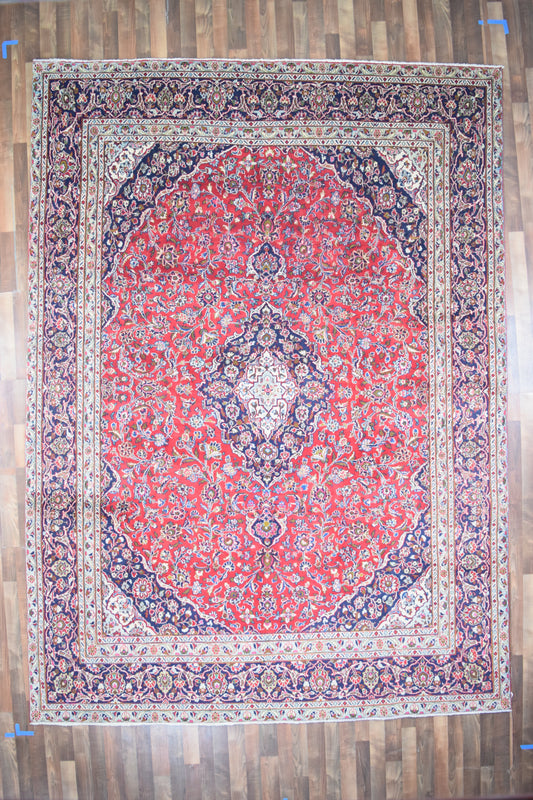 Persian Rug Hand Knotted Oriental Rug Very Fine Persian Kashan 12'6x9'0