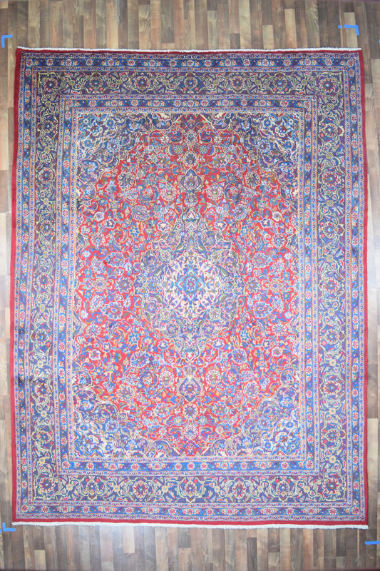 Persian Rug Hand Knotted Oriental Rug Very Fine Persian Kashan 12'6x9'4