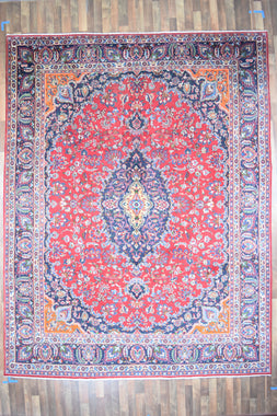 Persian Rug Hand Knotted Oriental Rug Very Fine Persian Kashan 12'6x9'8