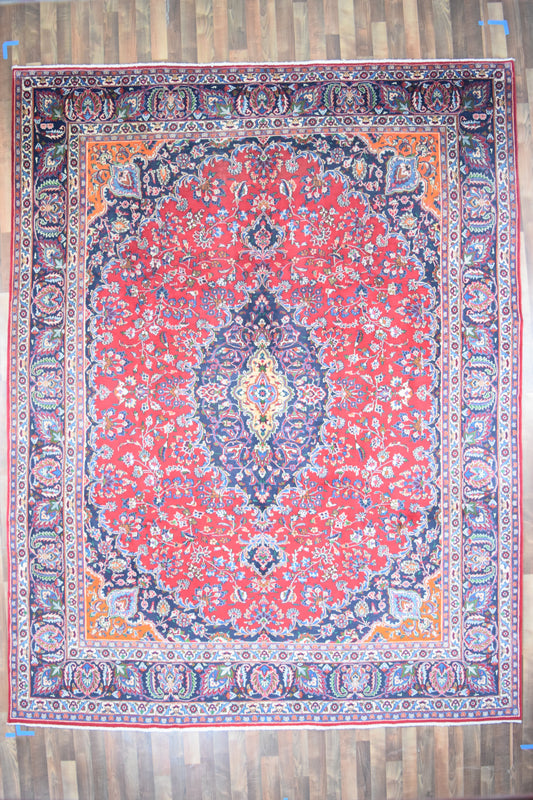 Persian Rug Hand Knotted Oriental Rug Very Fine Persian Kashan 12'6x9'8