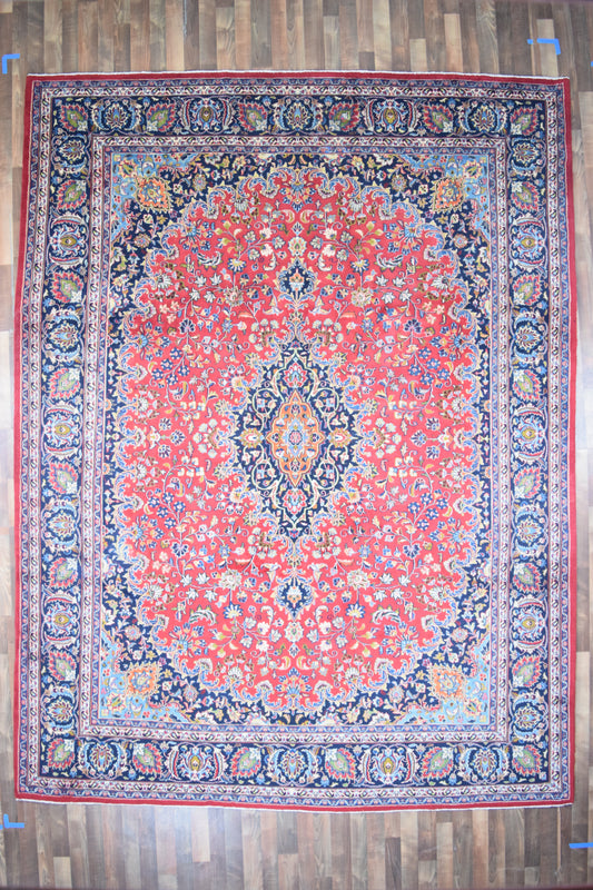 Persian Rug Hand Knotted Oriental Rug Very Fine Persian Kashan 12'7x9'6
