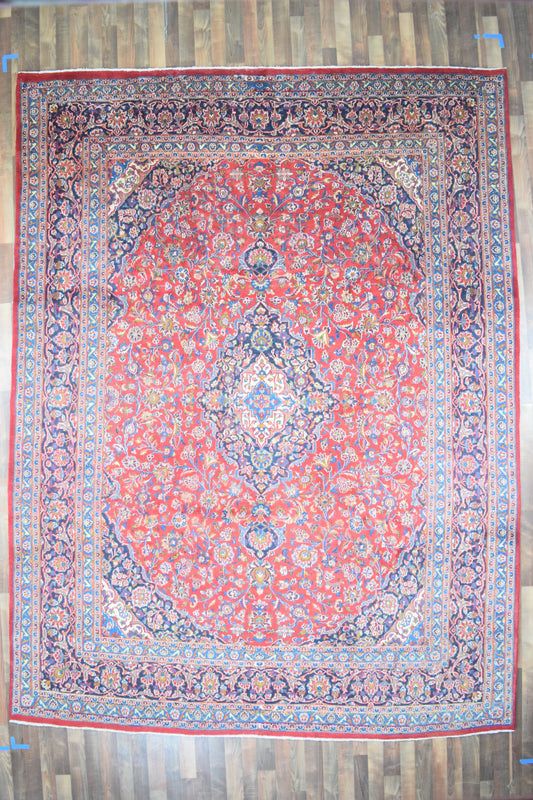 Persian Rug Hand Knotted Oriental Rug Very Fine Persian Kashan 12'7x9'7