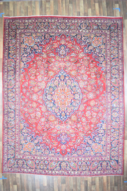 Persian Rug Hand Knotted Oriental Rug Very Fine Persian Kashan 12'8x9'7