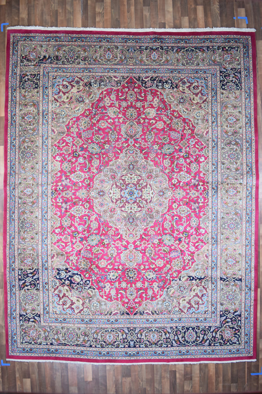 Persian Rug Hand Knotted Oriental Rug Very Fine Persian Kashan 12'9x9'9