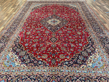 Persian Rug Hand Knotted Oriental Rug Very Fine Persian Kashan 13'6x9'5