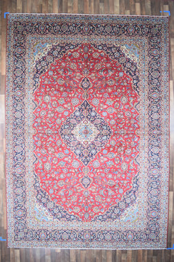 Persian Rug Hand Knotted Oriental Rug Very Fine Persian Kashan 13'6x9'5