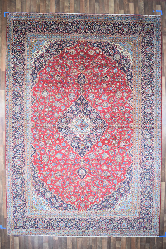 Persian Rug Hand Knotted Oriental Rug Very Fine Persian Kashan 13'6x9'5