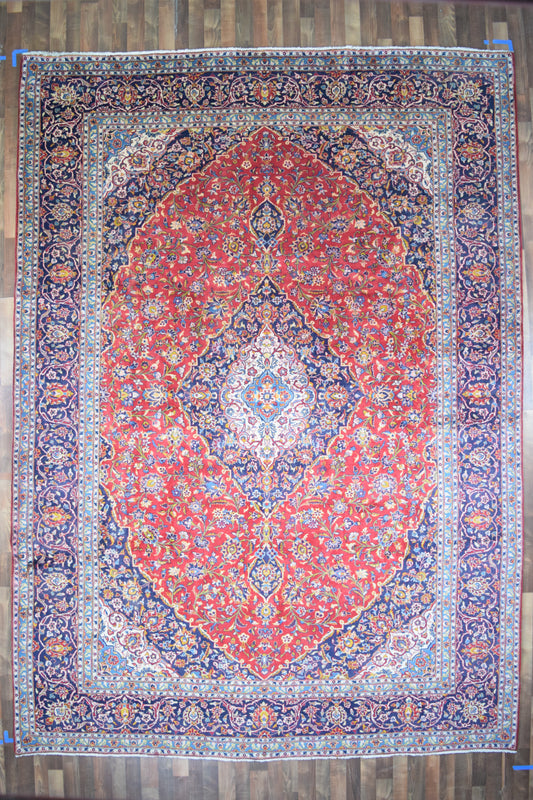 Persian Rug Hand Knotted Oriental Rug Very Fine Persian Kashan 13'6x9'7