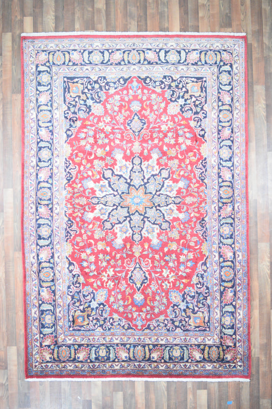 Persian Rug Hand Knotted Oriental Rug Very Fine Persian Kashan 7x9