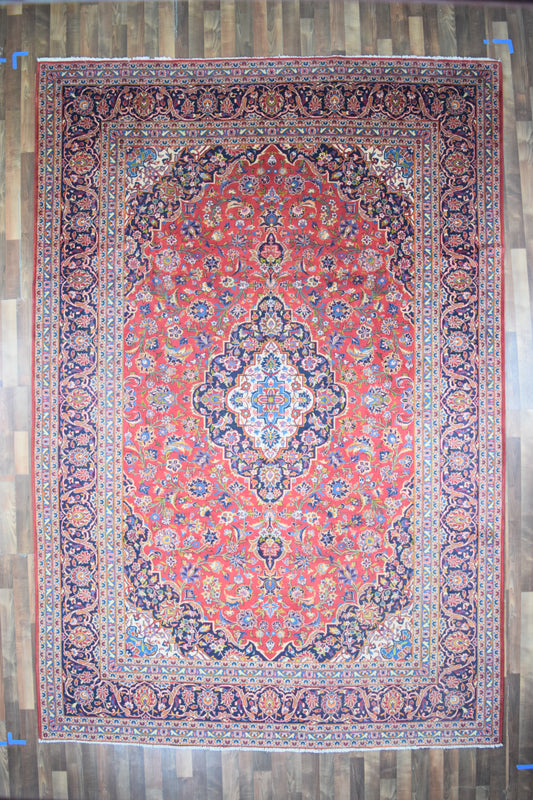 Persian Rug Hand Knotted Oriental Rug Very Fine Persian Kashan 8'11x13'2