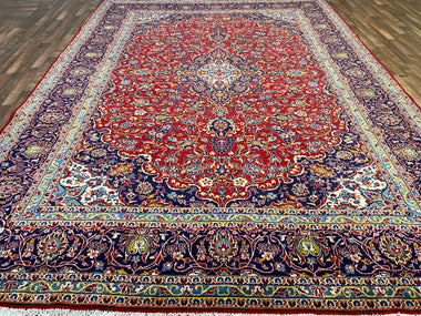 Persian Rug Hand Knotted Oriental Rug Very Fine Persian Kashan 9'11x13'5