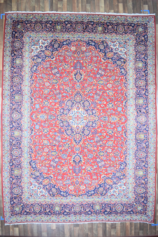 Persian Rug Hand Knotted Oriental Rug Very Fine Persian Kashan 9'11x13'5