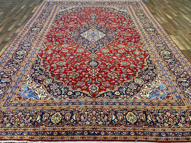 Persian Rug Hand Knotted Oriental Rug Very Fine Persian Kashan 9'4x13'5