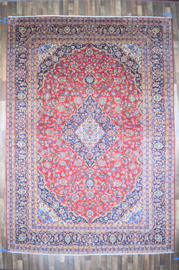 Persian Rug Hand Knotted Oriental Rug Very Fine Persian Kashan 9'4x13'5