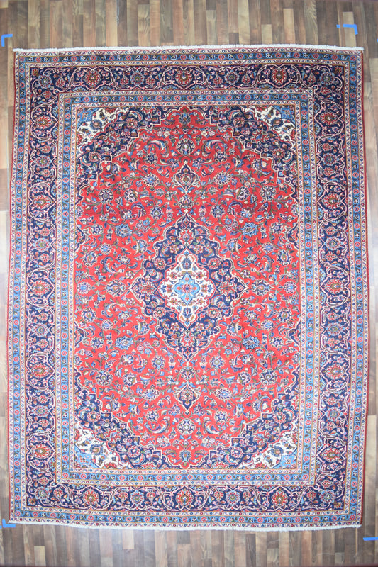 Persian Rug Hand Knotted Oriental Rug Very Fine Persian Kashan 9'5x12'10