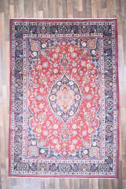 Persian Rug Hand Knotted Oriental Rug Very Fine Persian Kashan 9'9x6'8