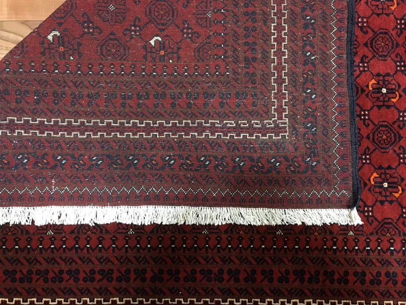 Red and Black Khal Mohammadi Afghan Area Rug 4'X5'6