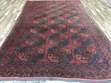 Afghan Rug Hand Knotted Oriental Rug Semi-Antique Turkoman Bukhara Afghan Area Rug 6'8X10'4