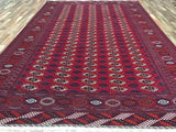 Afghan Rug Hand Knotted Oriental Rug Turkman Bukhara Afghan Area Rug 8'X12'