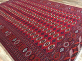 Afghan Rug Hand Knotted Oriental Rug Turkman Bukhara Afghan Area Rug 8'X12'