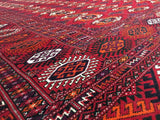 Afghan Rug Hand Knotted Oriental Rug Turkman Bukhara Afghan Area Rug 8'X12'