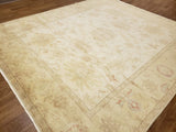 Egypt Hand Knotted Oriental Rug Beige with Light Brown and Rose Oriental Oushak Area Rug 8'5x9'7