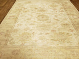 Egypt Hand Knotted Oriental Rug Beige with Light Brown and Rose Oriental Oushak Area Rug 8'5x9'7