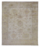 Egypt Hand Knotted Oriental Rug Beige with Light Brown and Rose Oriental Oushak Area Rug 8'5x9'7