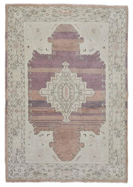 Egypt Hand Knotted Oriental Rug Fine Oushak Oriental Area Rug 3'11X5'8