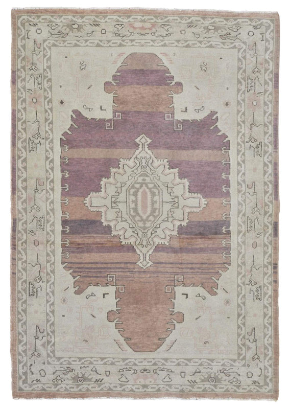 Egypt Hand Knotted Oriental Rug Fine Oushak Oriental Area Rug 3'11X5'8