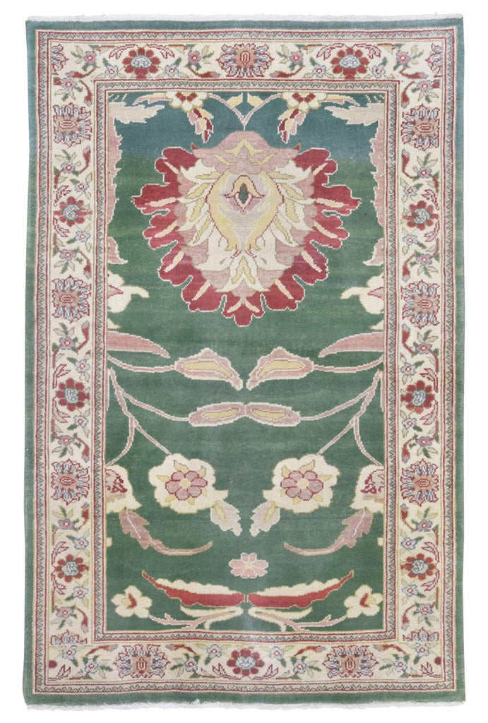 Green and Red Fine Peshawar Oriental Area Rug 3'4X5'1