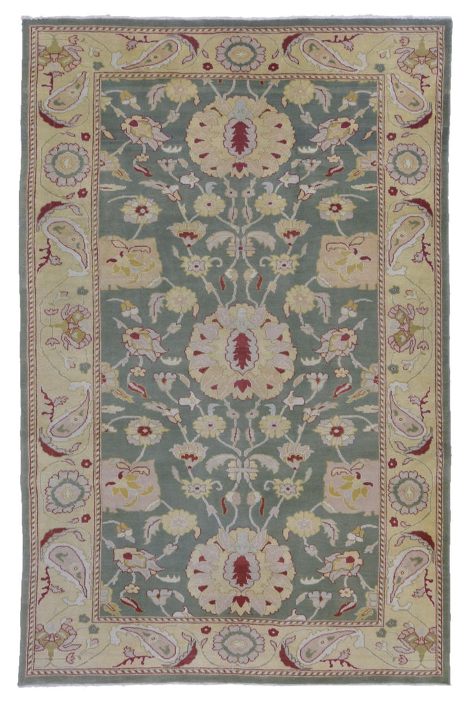 Cream Floral 8X8 Oushak Oriental Square Rug