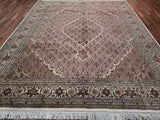 India Rug Hand Knotted Oriental Rug Fine Rose Red and Gold Silk Weave Tabriz 8'x10'3