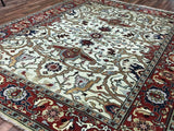 Indian Rug Hand Knotted Oriental Rug Fine Imperial Serapi with Silk Area Rug 9'2x11'8