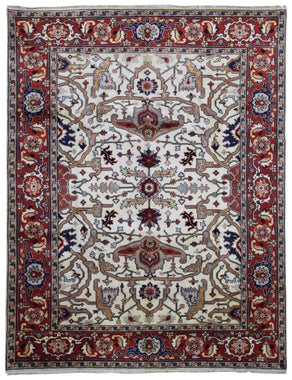 Indian Rug Hand Knotted Oriental Rug Fine Imperial Serapi with Silk Area Rug 9'2x11'8