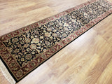 Indian Rug Hand Knotted Oriental Rug Fine Jaipur Oriental Runner 2'6X12'1