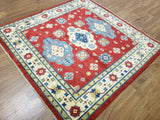 Indian Rug Hand Knotted Oriental Rug Fine Kazak Square Rug 5'X5'