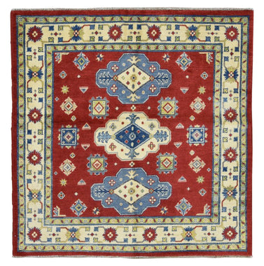 Indian Rug Hand Knotted Oriental Rug Fine Kazak Square Rug 5'X5'