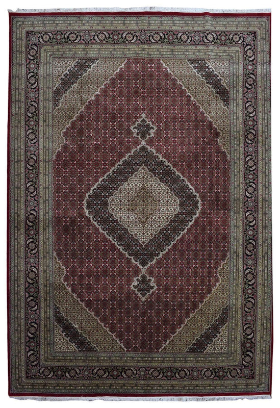 Indian Rug Hand Knotted Oriental Rug Fine Large Mahi Tabriz Oriental Rug 9'10  x 13'10