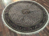 Indian Rug Hand Knotted Oriental Rug Fine Mahi Tabriz Oriental Round Rug With Silk 6'1X6'1